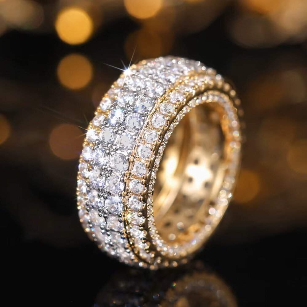 NEW 18k Yellow Gold Diamond Ring Infinity Ring Band Two Tone Ring - Picture 2 of 6